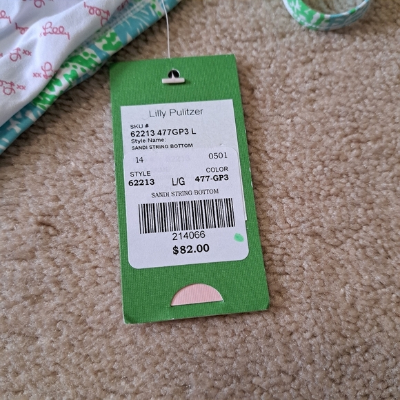 Lily Pulitzer Bikini Bottoms Size Large Sandi String Bottom Blue Green Print - Picture 7 of 13